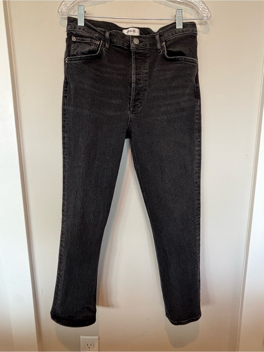 Agolde Washed Black High-Rise Skinny Jeans